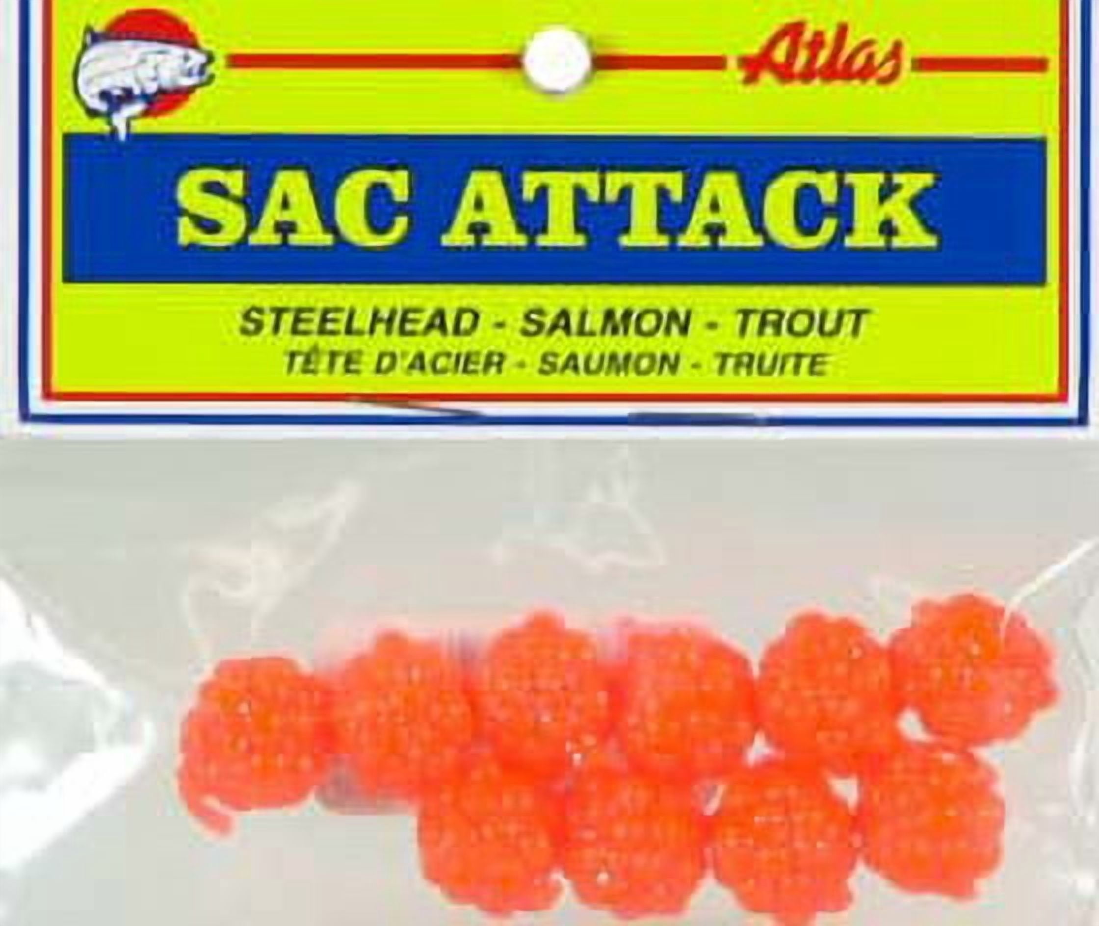 (3 pack) Atlas Mike's Sac Attack Imitation Spawn Skein Eggs, Orange, Soft Bait, 10 Count