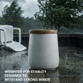 thumbnail image 4 of FOROUTIA 17" White Jar Shape Side Table, Waterproof Magnesium Oxide Accent Table with Faux Wood Top, Weather-Resistant Indoor Outdoor End Table for Patio, Living Room, Bedroom, 4 of 7