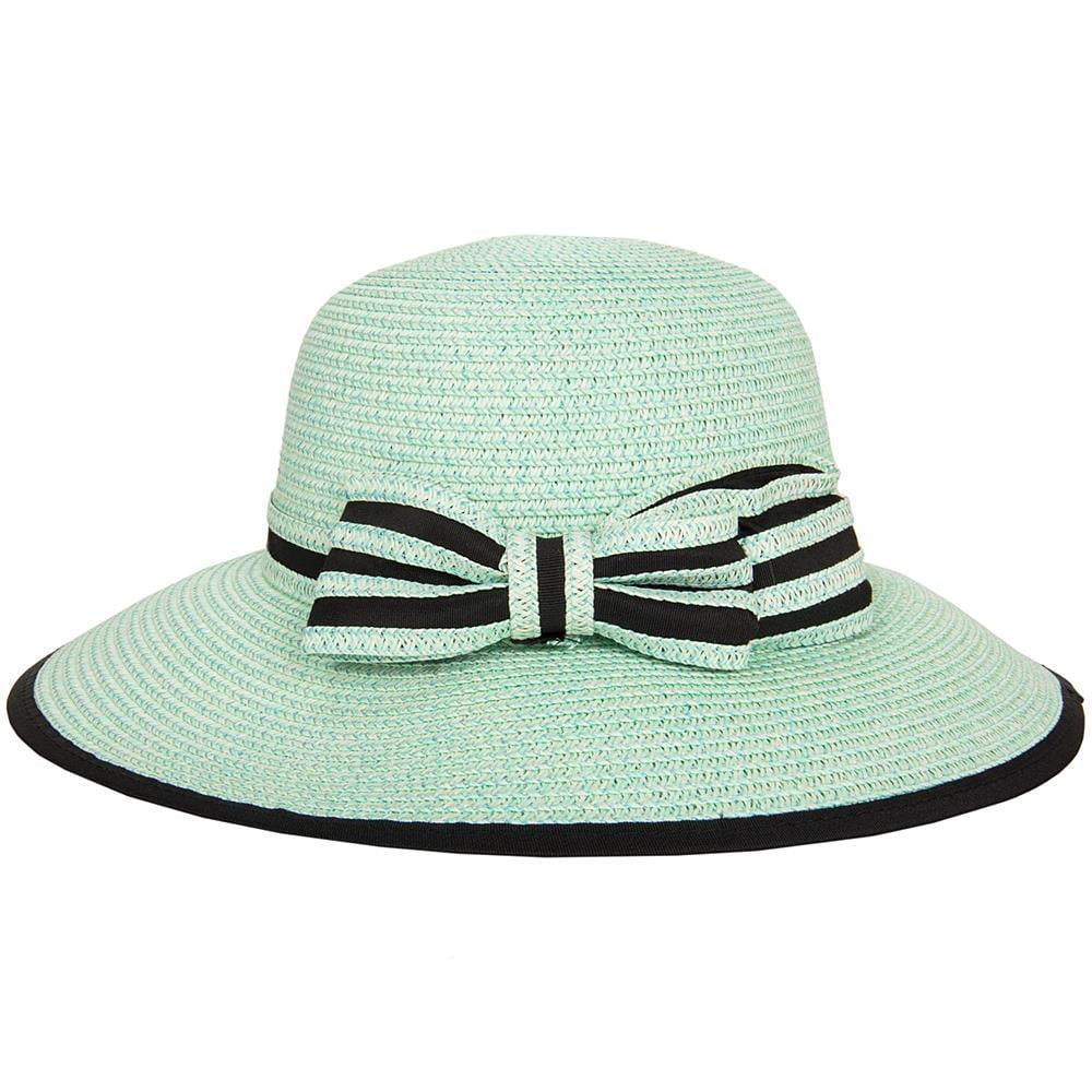Aerusi Women Girls Panama Wide Brim Straw Sun Floppy Hat with Ribbon Tie Band