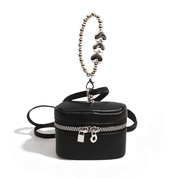 Mini Crossbody Bag for Women Box Shoulder Bag PU Leather Cute Purse with Zipper and Love Wristlet for Shopping Travel