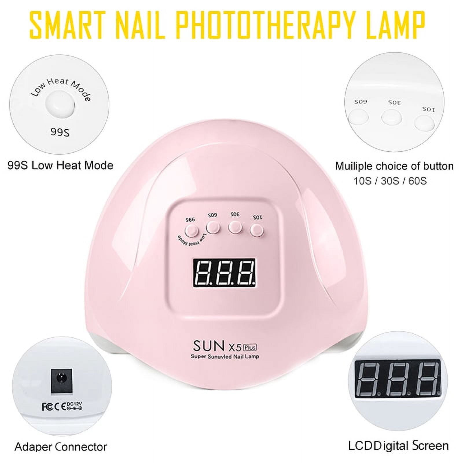UV LED Nail Lamp,Nail Dryer LED UV Nail Light for Gels Polishes with Sensor 4 Timer FZFLZDH 80W SUN5 （Pink）