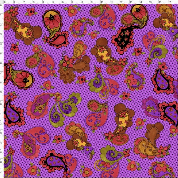 Posie Paisley Purple Fabric Yard