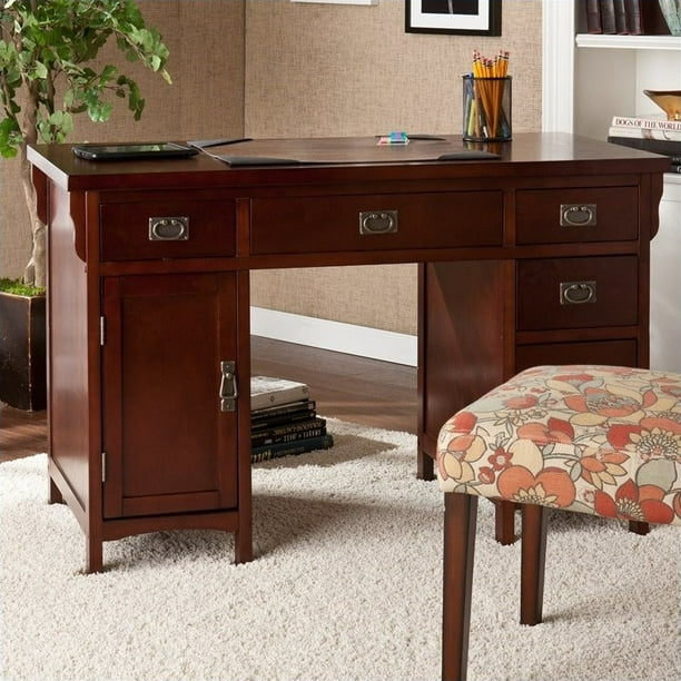 Southern Enterprises Mission Computer Desk in Dark Cherry Finish