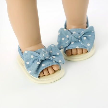 

〖Yilirongyumm〗 Baby Sandals The Non-Slip 0-18M Prewalker Baby Walkers First Toddler Kids Bowknot Girls Stripe Sandals Floor Dot Barefoot Baby Sandals