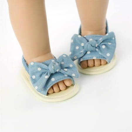 

Dyfzdhu Toddler Shoes Kids Girls Baby Bowknot Dot Stripe The Floor Non-Slip First Walkers Prewalker Sandals 0-18M