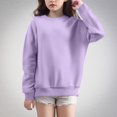 thumbnail image 2 of Elvqul Sweatshirts for Teen Girls Purple Pullovers Hoodie Loose 10-12 Fashion Solid Color Oversize Girls Sweatshirt Long Sleeve, 2 of 5