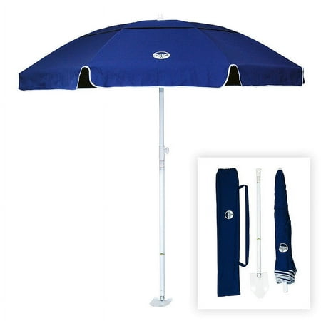 dig-git Beach Umbrella Navy Blue Vented Beach Umbrella with Shovel anchor