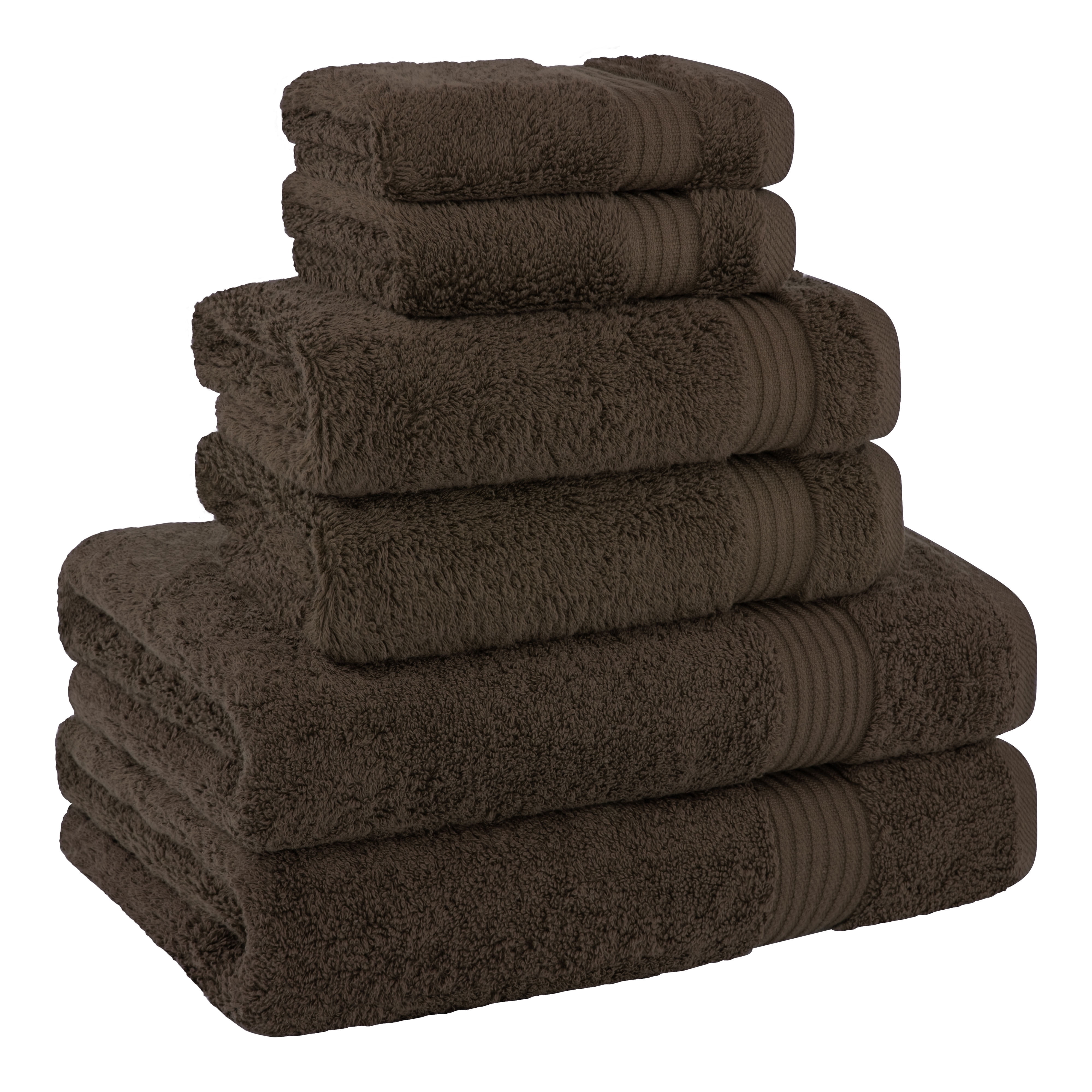 Cotton Paradise 100% Cotton 6 Piece Towel Set, Soft Absorbent Quick Dry Towels for Bathroom, Brown
