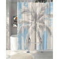 thumbnail image 3 of Split Shower Curtain for Transfer Bench, Palm Tree Fabric Shower Curtains for Bathroom, Blue Tropical Plant Summer Retro Wood Plank Tub Sliding Transfer Bench Waterproof Bath Curtains 72"x72", 3 of 9