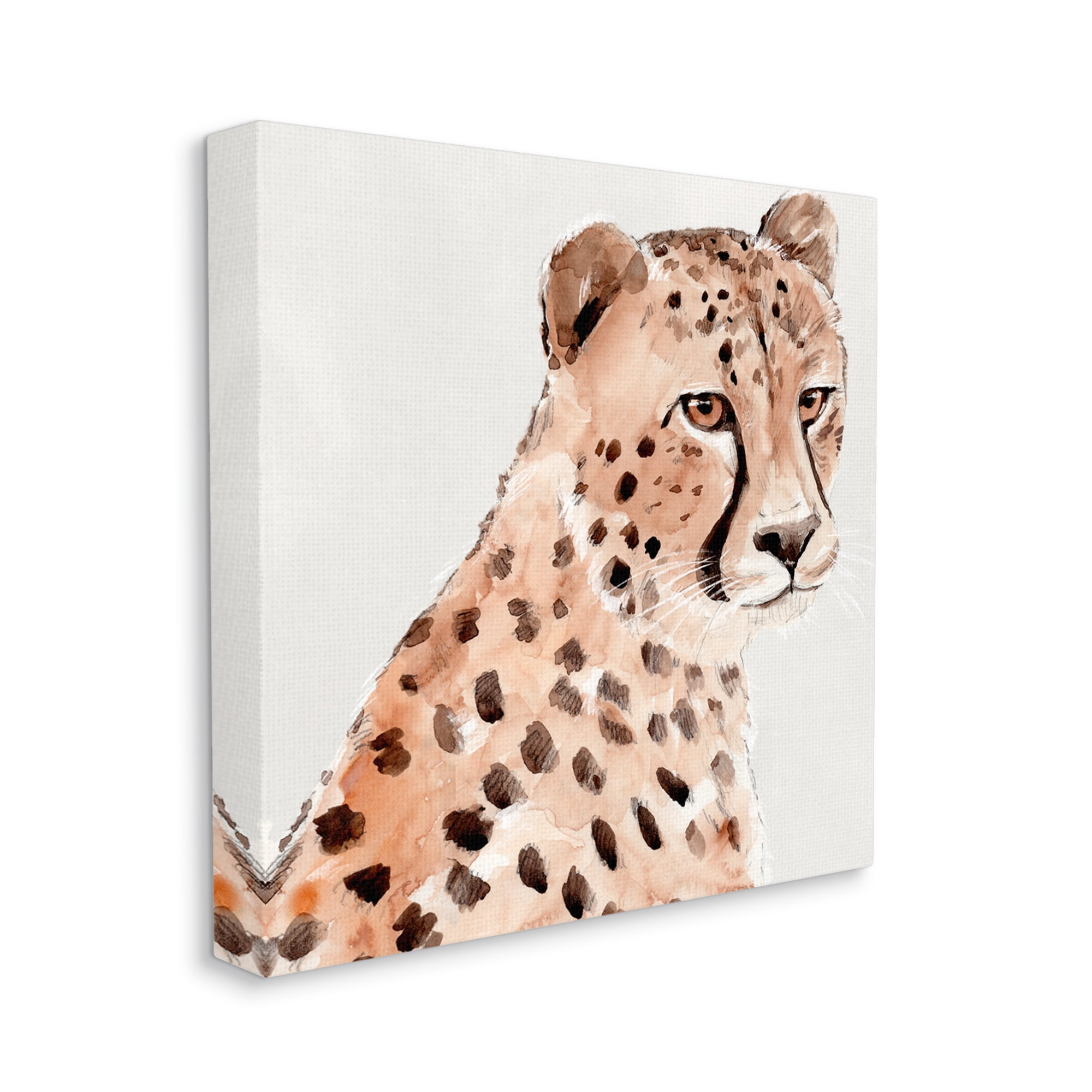 Stupell Industries Wild Cheetah Painting Animals & Insects Painting Gallery Wrapped Canvas Print Wall Art, 17 x 17