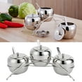 thumbnail image 1 of Spice Jar Set Stainless Steel Mirror Light Functional Rack Container Spoon Lid Set Silver 12.2x4.7x5.9in, 1 of 8