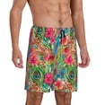 thumbnail image 6 of Mens Pajama Shorts, Peacock Feathers And Flowers Sleep Shorts Men Pajama Bottoms Lounge PJ Shorts with Pockets, 6 of 6
