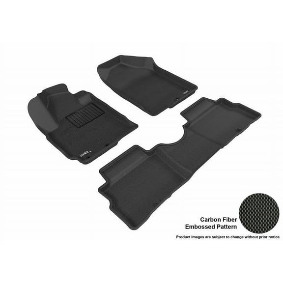 3D MAXpider 2011-2013 Fits Kia Soul 1st Row 2nd Row Kagu Carbon Fiber Embossed Pattern Black Floor Mat L1KA03301509