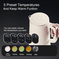thumbnail image 2 of 1.5L Electric Kettle Stainless Steel, Double Wall Cool Touch Teapot, Fast Boil, Precise Temperature Control, LCD Display, Auto Shut-Off, BPA-Free,Keep Warm Function, Cream White, 2 of 8