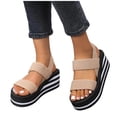 thumbnail image 5 of Afuyipoi Women's Elastic Strappy Sandals Plus Size Comfortable Summer Beach Vacation Khaki Size 7.5, 5 of 7