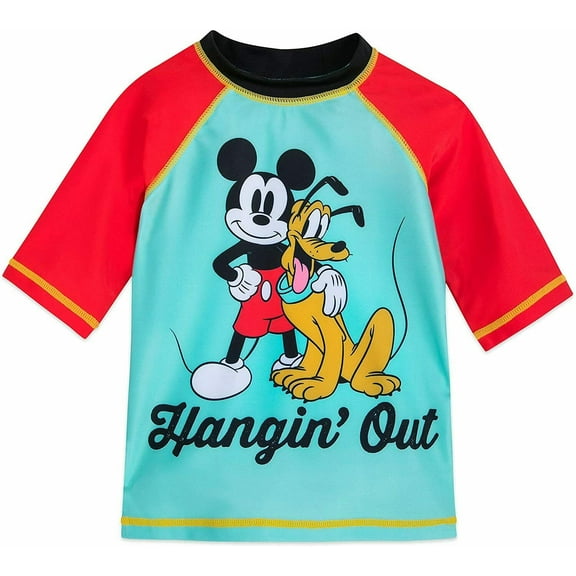 Disney Store Mickey Mouse Rash Guard Swim Shirt Boy Size 5/6