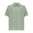 thumbnail image 3 of ZCFZJW Men's Casual Button Down Shirts Lightweight Short Sleeve Textured Summer Beach Vacation Tees Shirt Tops with Pockets Army Green XXXXXL, 3 of 5