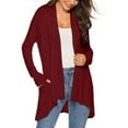 thumbnail image 4 of felwors  Long Sleeve Cardigan for Women Open Front Dressy Casual Fall Draped Lightweight Sweaters Cover Up Shrugs Red, XL, 4 of 8