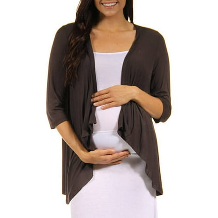 24/7 Comfort Apparel Women's Maternity 3/4-sleeve Open Shrug