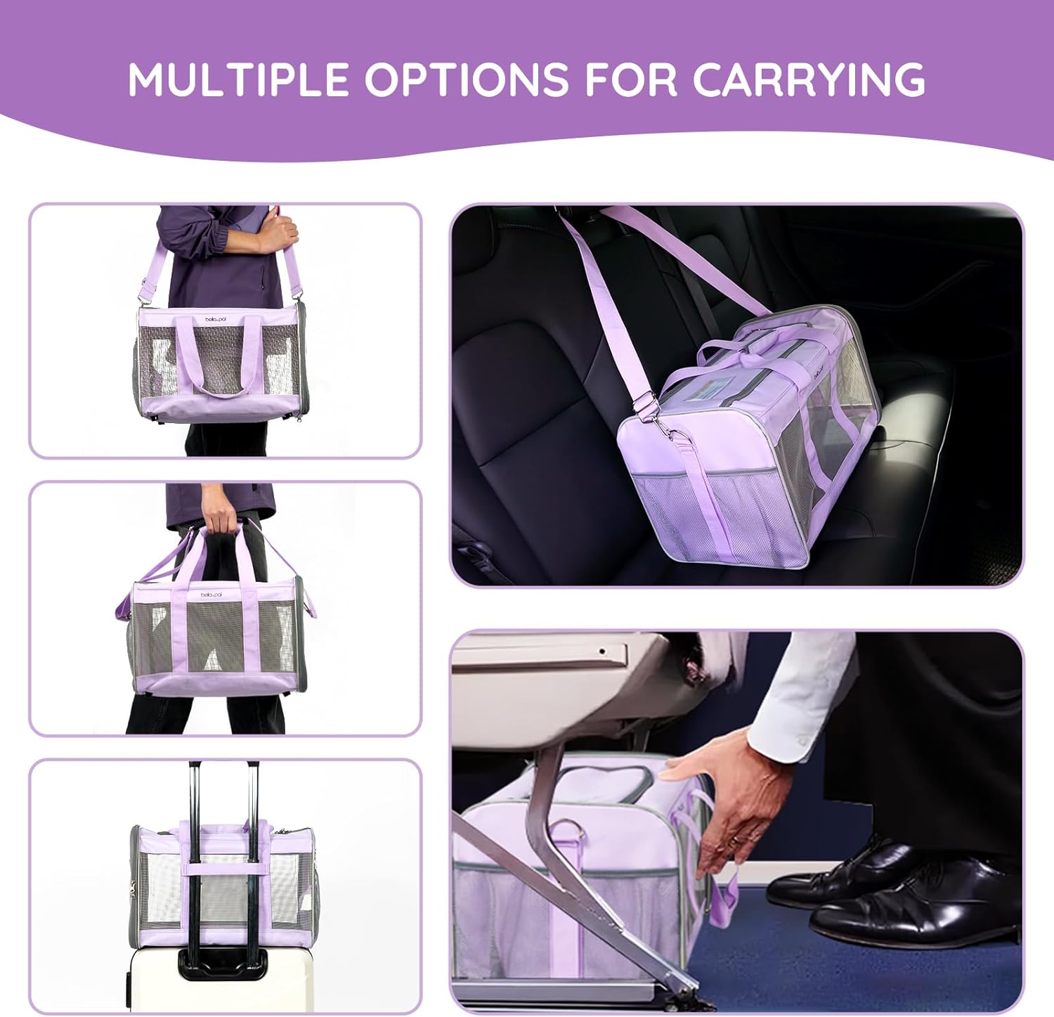 Bella & Pal Airline-Approved Pet Carrier, Lilac Mist photo 2