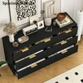 thumbnail image 2 of Senfot 7 Drawers Dresser, Wood Modern Dresser for Closet,Fluted Chest of Drawers with Gold Handle, Bedroom Furniture Storage Organizer for Bedroom,Living Room, Hallway, Black, 2 of 5