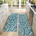 thumbnail image 4 of Kitchen Rugs Sets Of 2,Teal Paisley Pattern Anti Fatigue Kitchen Mat Rugs Non Slip Washable,Decorative Kitchen Floor Mats for Kitchen,Sink,Laundry,17"X47", 4 of 5