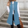 thumbnail image 5 of Women's Fashionable Casual Lapel Buttoned Waistcoat Sleeveless Solid-Colour Jacket for Women's Casual Fashion and Apparel,Sky Blue,L, 5 of 6