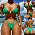 thumbnail image 2 of REORIAFEE Women's Bikini Vintage Swimsuit Bandage Push Up Bikini Padded Swimwear Beachwear Set Green L, 2 of 9