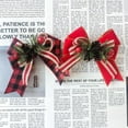 thumbnail image 6 of 6PCS Christmas Bow With Pine Cones Pine Needles Xmas Checkered Ribbon Bow Christmas Tree Decoration Bows, 6 of 8