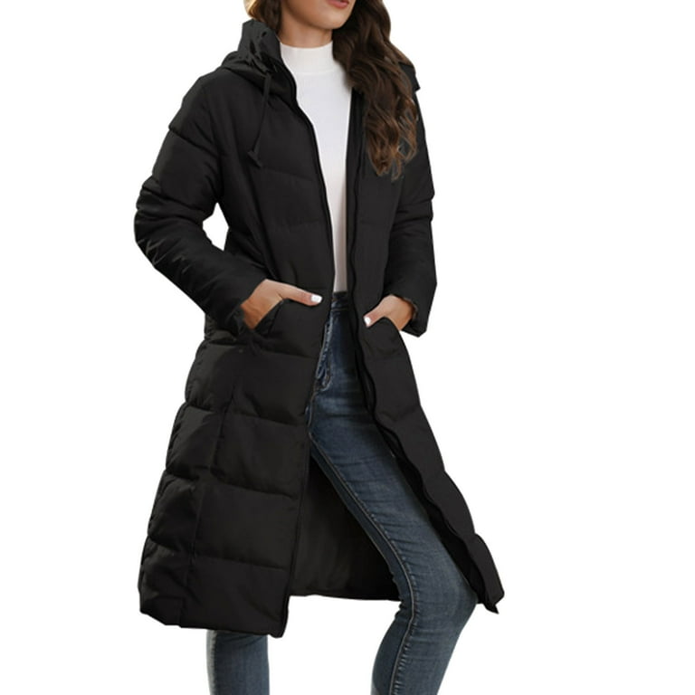 RYDCOT Long Winter Coats for Women Knee Length Down Jacket Women Puffer  Coat Cotton-Padded Jacket Elegant Warm Overcoat for Winter Clearance