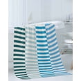 thumbnail image 3 of Colorful Stripe Towel Set of 3, Soft Microfiber Bath Towels, Hand Towel, Washcloths, Modern Teal Blue Green Vertical Striped Quick-Dry Absorbent Towels for Bathroom Kitchen Hotel Beach Gym Spa, 3 of 7