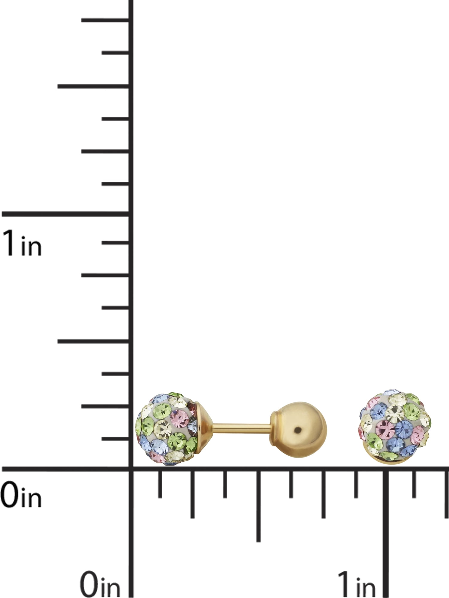 Brilliance Fine Jewelry Girls Pastel Crystals 4.8MM Ball Earrings in 10K Yellow Gold