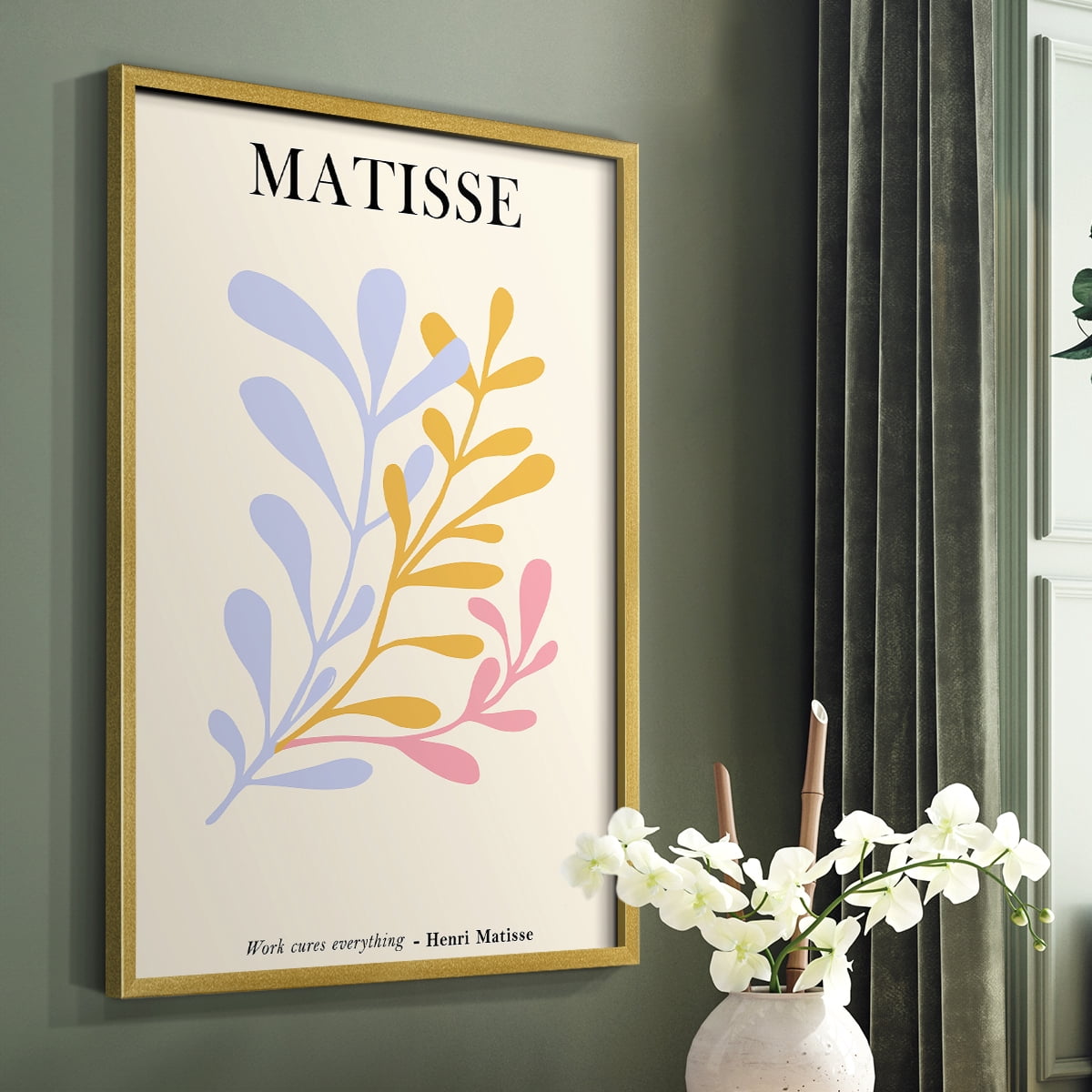 Matisse CDLXXXI in Gold Solid Wood Framed Print No Nail Hanging