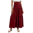 thumbnail image 7 of Vibrex Women's Skirt Women's Solid Color Skirt Women's High Waist Skirt Women's Wavy Pleated Ankle-Length Long Skirt Perfect For Dancing,Dating,Dinners,Travel,Vacation And Daily Wear_Wine_S, 7 of 7
