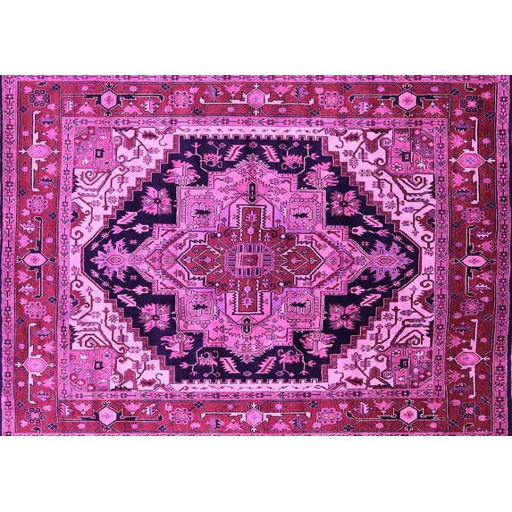 Ahgly Company Indoor Rectangle Geometric Pink Traditional Area Rugs, 8' x 12'