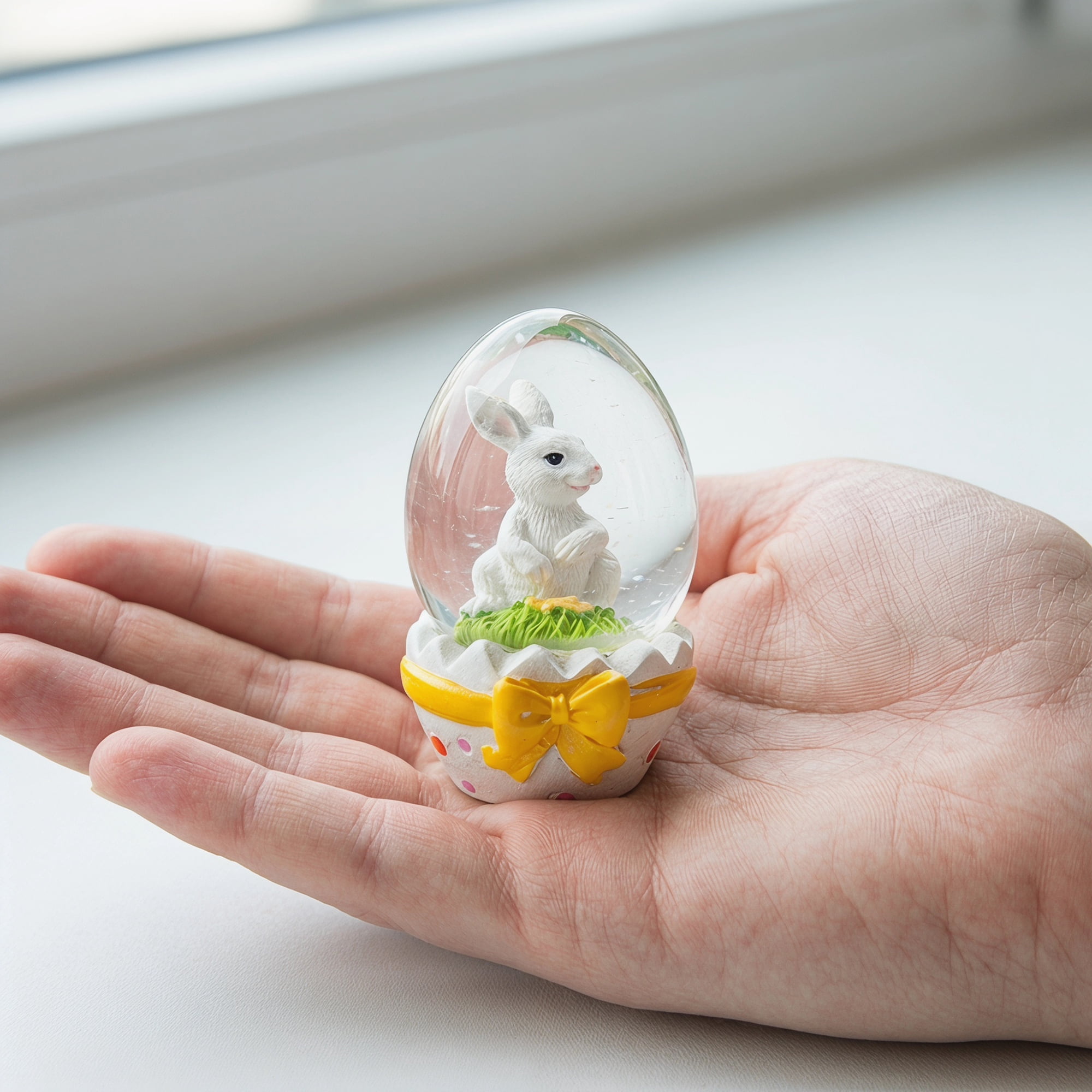 Unique Bargains Light Up Crystal Ball Snow Globe LED White Yellow 1.6" x 1.6" x 2.9"