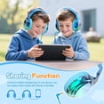 thumbnail image 4 of QearFun USB C Kids Headphones Wired with Mic, 85/94dB Safe Volume Limit, Foldable Over Ear, Tangle-Free Cord & Sharing Port, Wired On-Ear Headset for School,Tablet, Travel-Boys & Girls(blue), 4 of 7