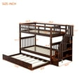 thumbnail image 2 of Harper & Bright Designs Twin Over Twin Stairway Bunk Bed with Storage Shelves, Wooden Twin Size Bunk Bedframe with Trundle for Bedroom Dorm, Espresso, 2 of 14