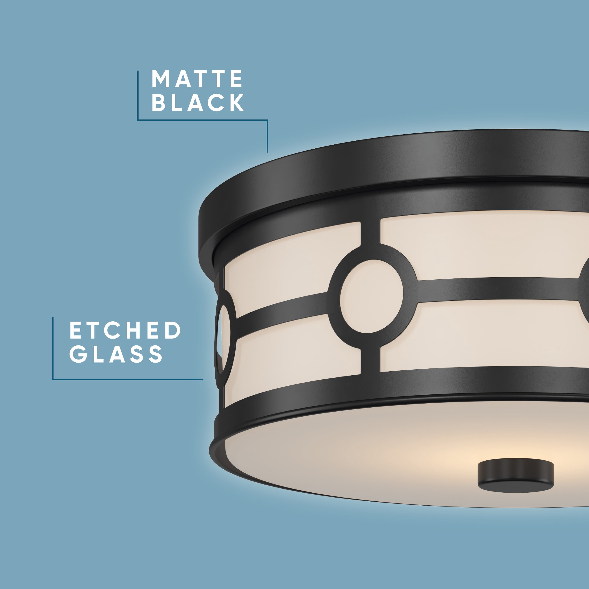 Avec Black 13" 2-Light Flush Mount Light with Etched Glass Shade