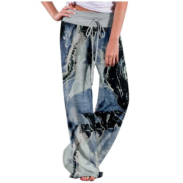 Birdeem Womens Spring/Summer High Waist Pants Printed Fashion Flower Print Waist Wide Leg Pants