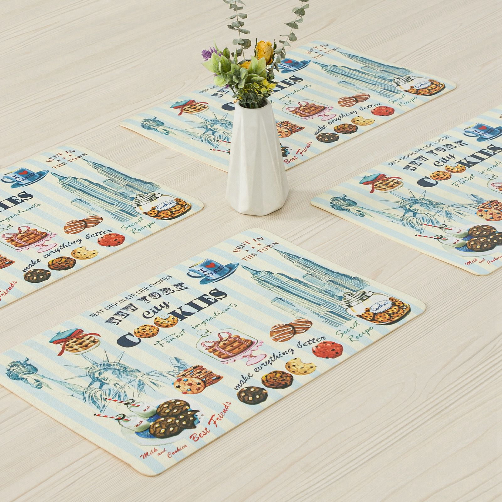 RAY STAR Placemats Set of 4, Vinyl Washable Wipeable Place Mats-12inx18in, Heat Resistant Waterproof Place Mat