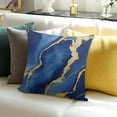 thumbnail image 3 of Blue Throw Pillow Covers Abstract Blue and Gold Modern Decorative Pillows Soft Cushion Cases for Couch Sofa Bed Home Decor, 3 of 5