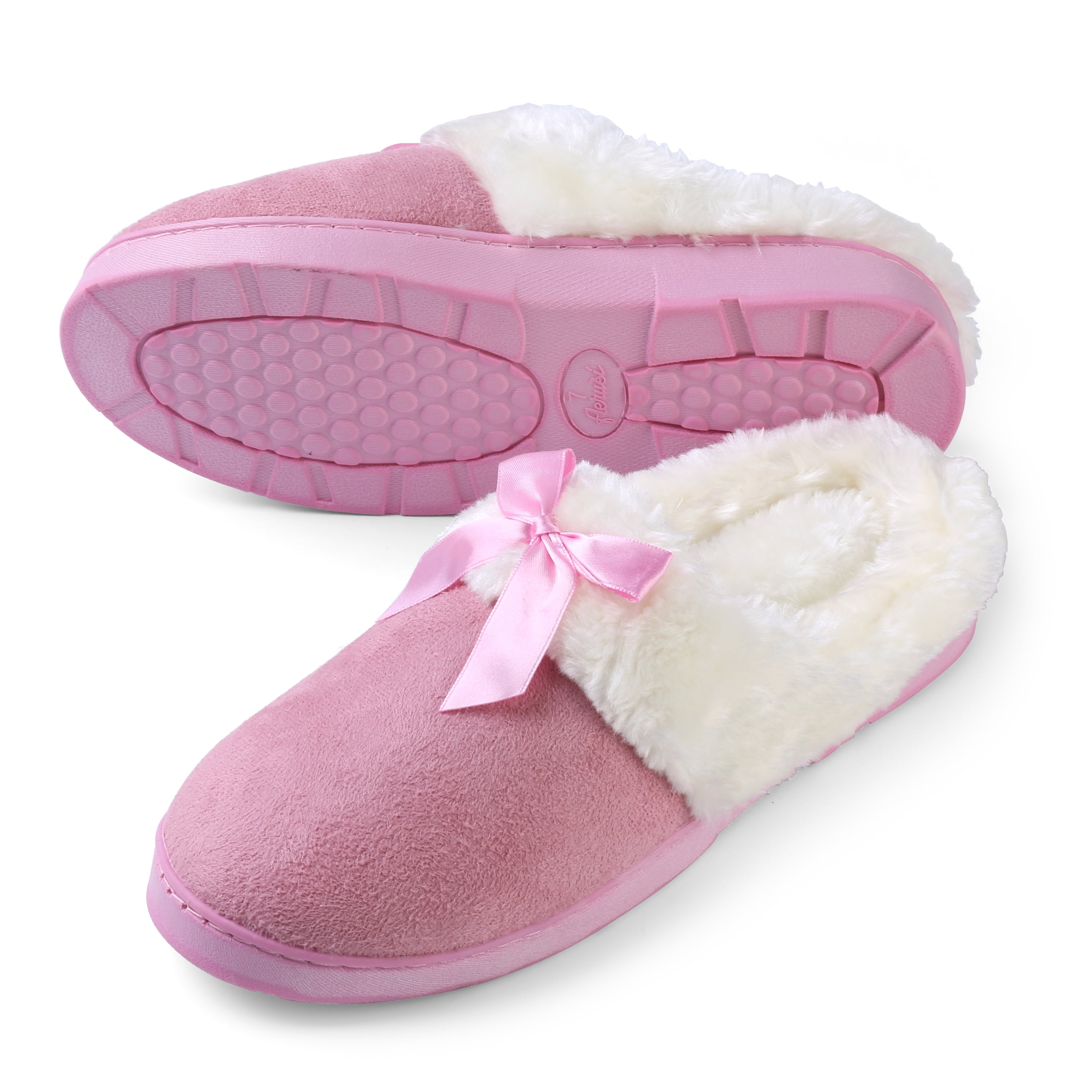 Aerusi Womens Edit Bow Scuff Slip-on Indoor Slippers