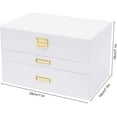 thumbnail image 4 of WYDK Wooden Jewelry Organizer Box,3 Layer Jewelry Storage Organizer Box Women Jewelry Holder Organizer,Freestanding Wood Jewelry Storage Case for Sunglasses Watches Earrings Necklaces (White), 4 of 10