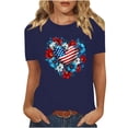 thumbnail image 3 of lcziwo 4Th Of July T-Shirt for Women Cotton Comfy Patriotic Anniversary Blouse Lightweight Graphic Short Sleeve Crew Neck Tee Top Navy XXXL, 3 of 9