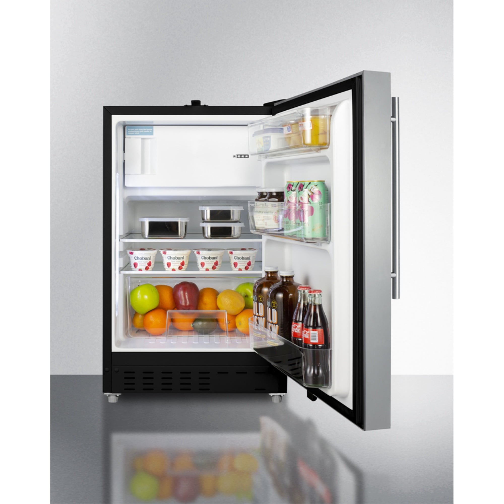 Summit ALRF49BSSHV 20 in. Built-In Refrigerator Freezer, Stainless Steel & Black - 24 in.