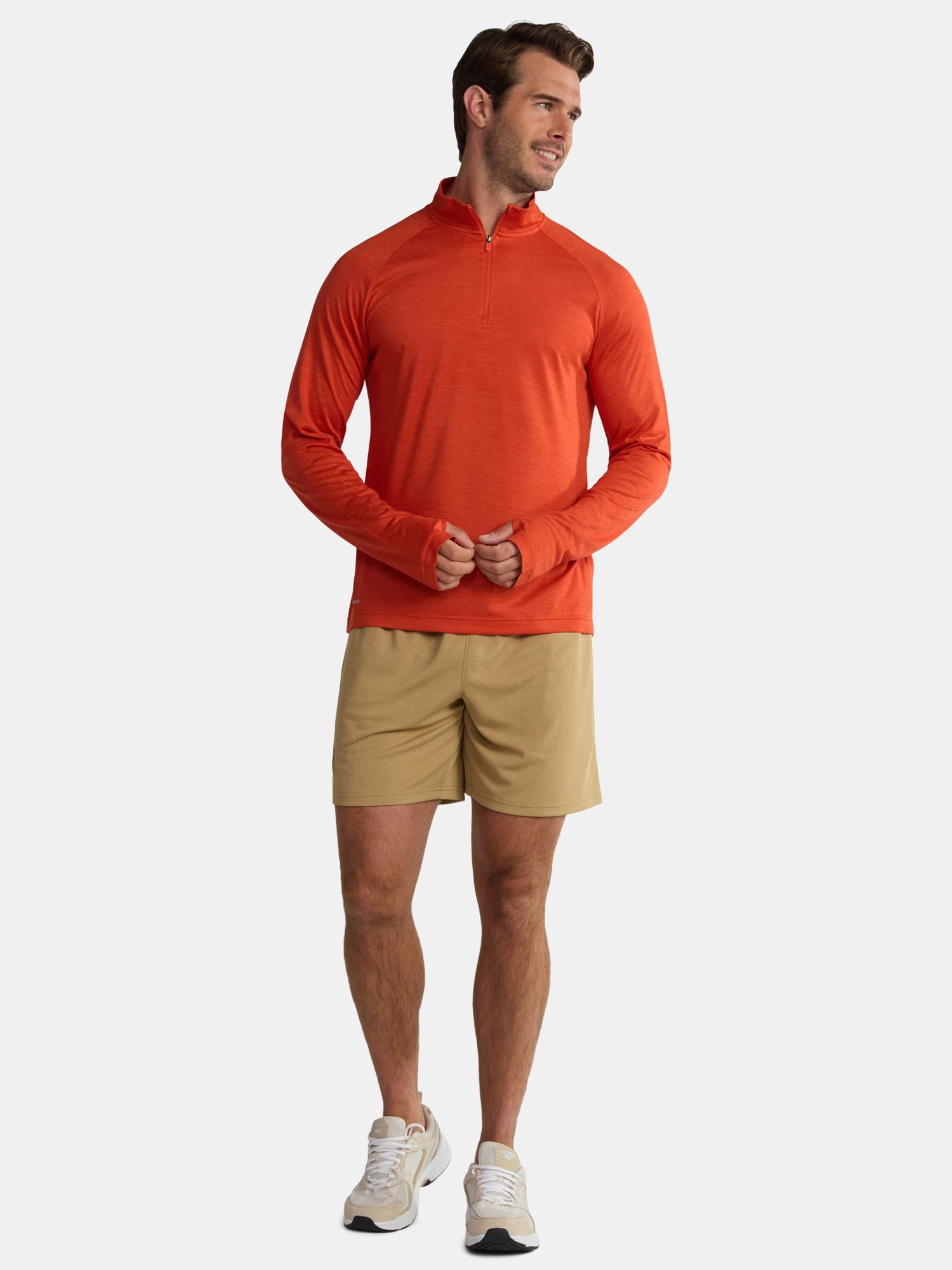 Athletic Works Men's & Big Men's Space Dye Jersey Quarter Zip Long Sleeve Shirt, Sizes S-3XL