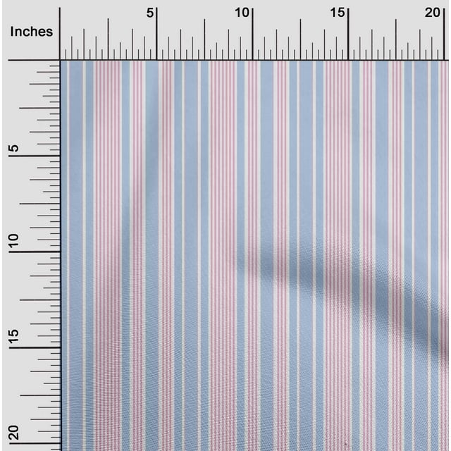 oneOone Organic Cotton Poplin Twill Fabric Multicolor Stripe Print Fabric By Yard 42 Inch Wide