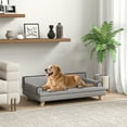 thumbnail image 2 of PawHut Cat Couch, Elevated Dog Sofa Bed with Cushion, Light Grey, 2 of 10