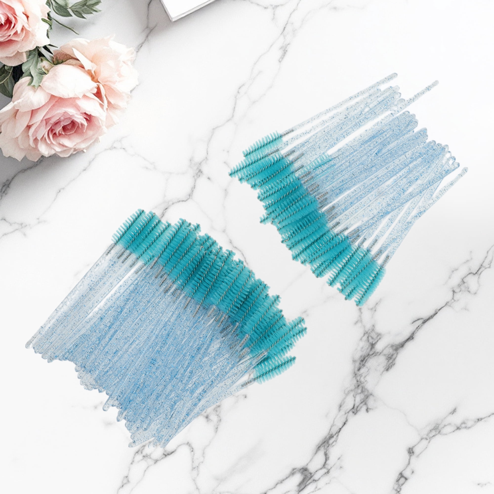 Unique Bargains 100 Pcs Durable Portable Eyelash Brush for Vacation Deep Green, Blue